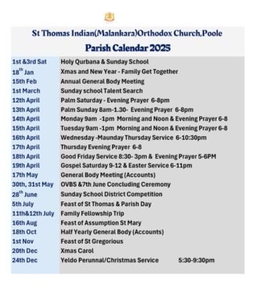 Parish Calendar 25